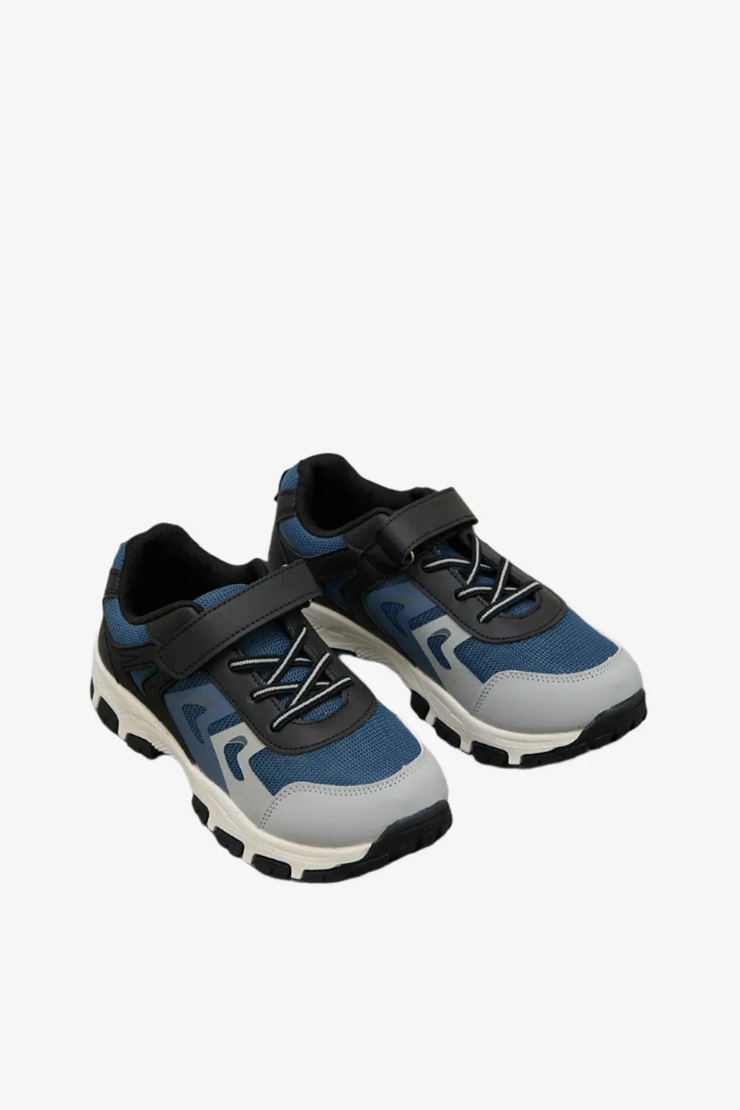 Senior Boys Navy And Grey Color Block Sneakers