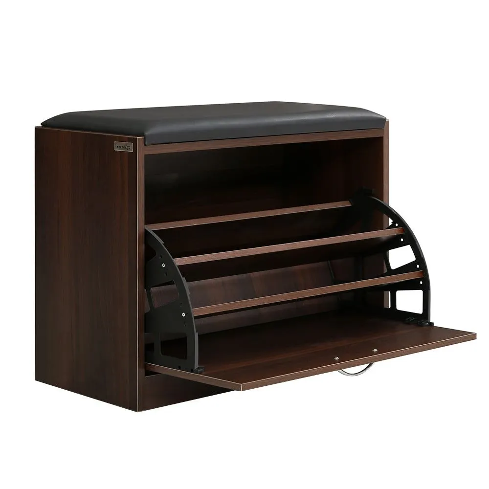 Shoe Bench Shoe Cabinet 15 Pairs Walnut Kyla