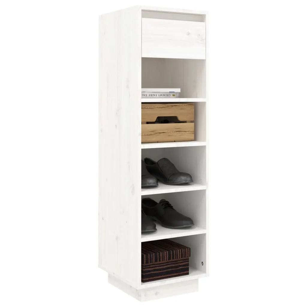 Shoe Cabinet White 30x34x105 cm Solid Wood Pine