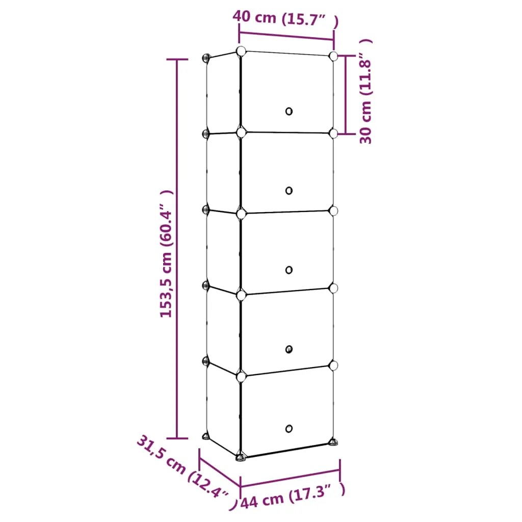 Shoe Rack Transparent 44x31.5x153.5 cm PP