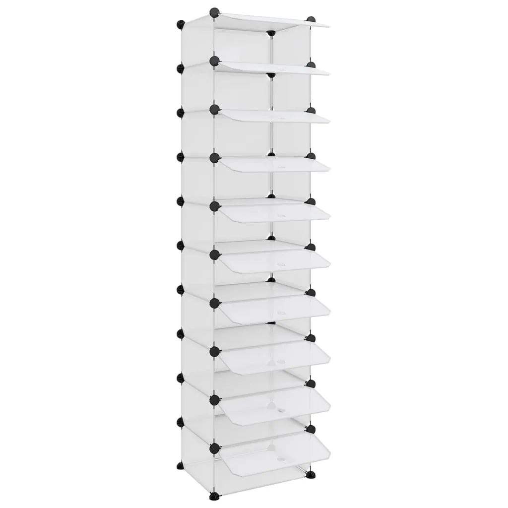 Shoe Rack Transparent 44x32x174 cm PP