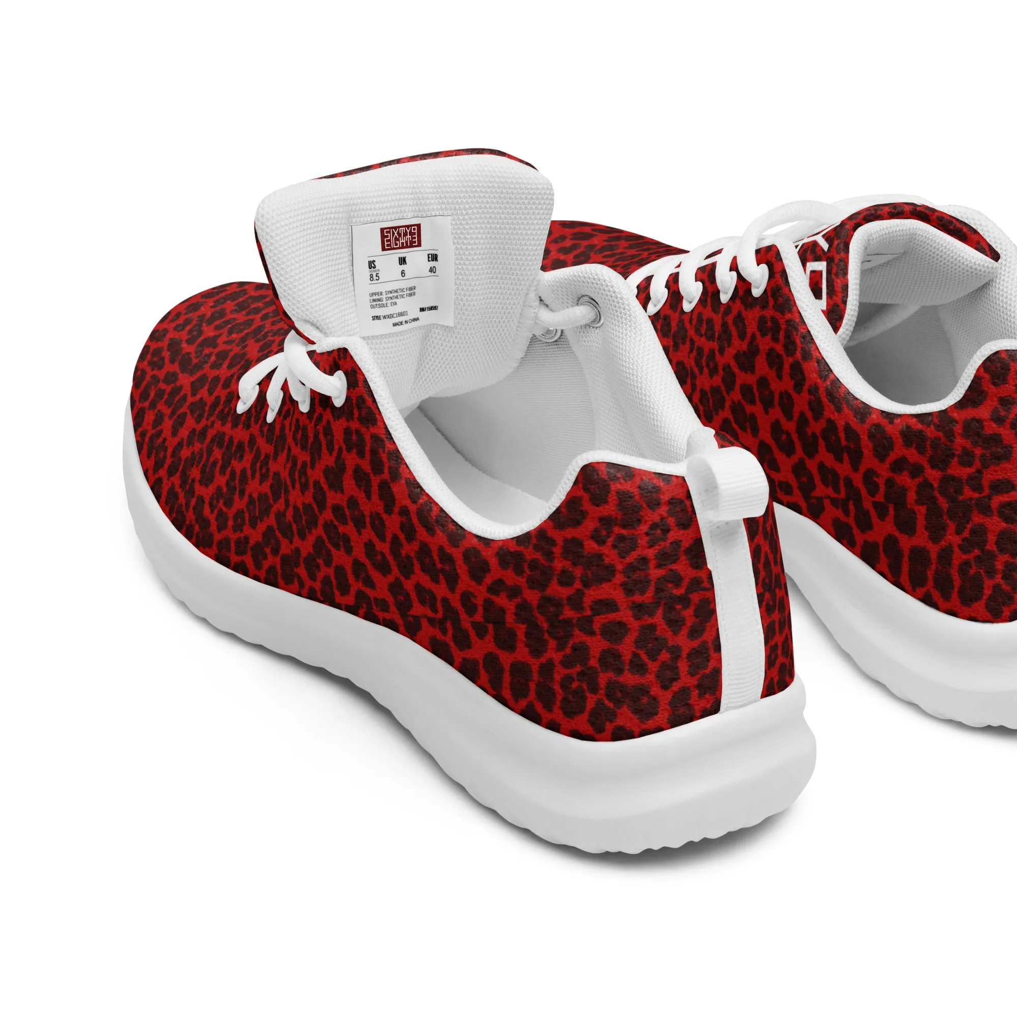 Sixty Eight 93 Logo White Cheetah Red Women’s Athletic Shoes