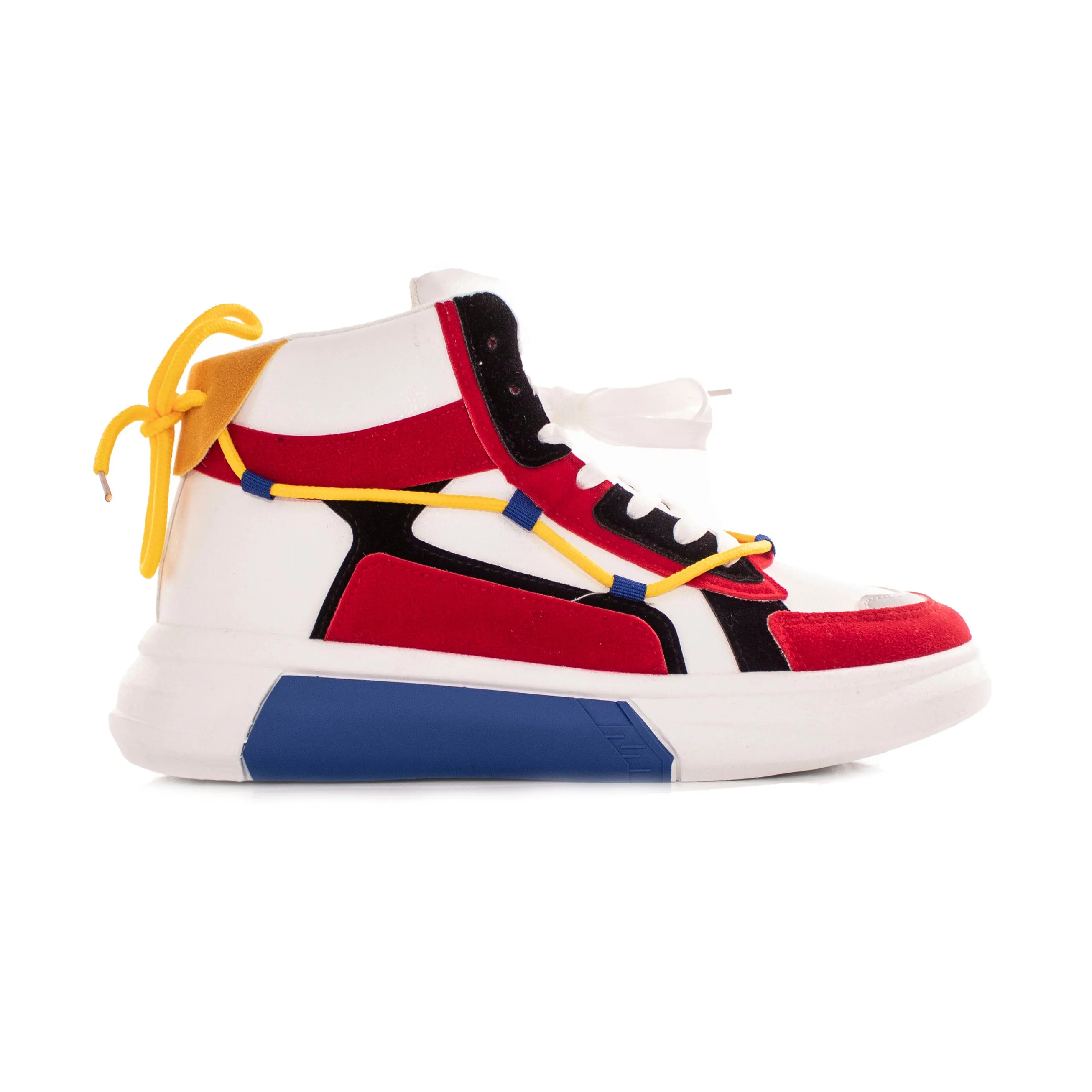 Sneakers Uomo Alta High Maori Suola In Gomma Rosse