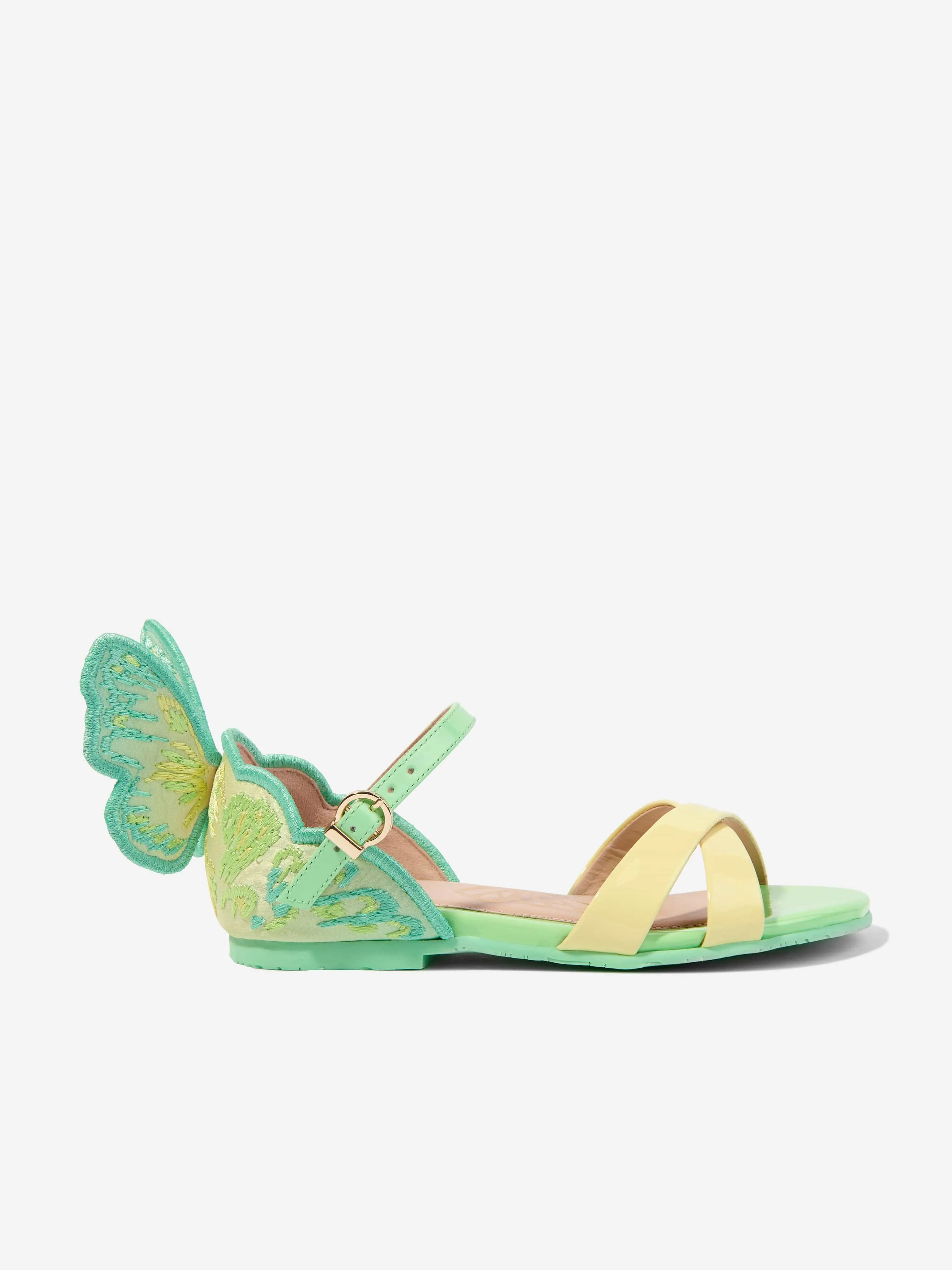 Sophia Webster Girls Leather Chiara Embroidery Sandals in Green