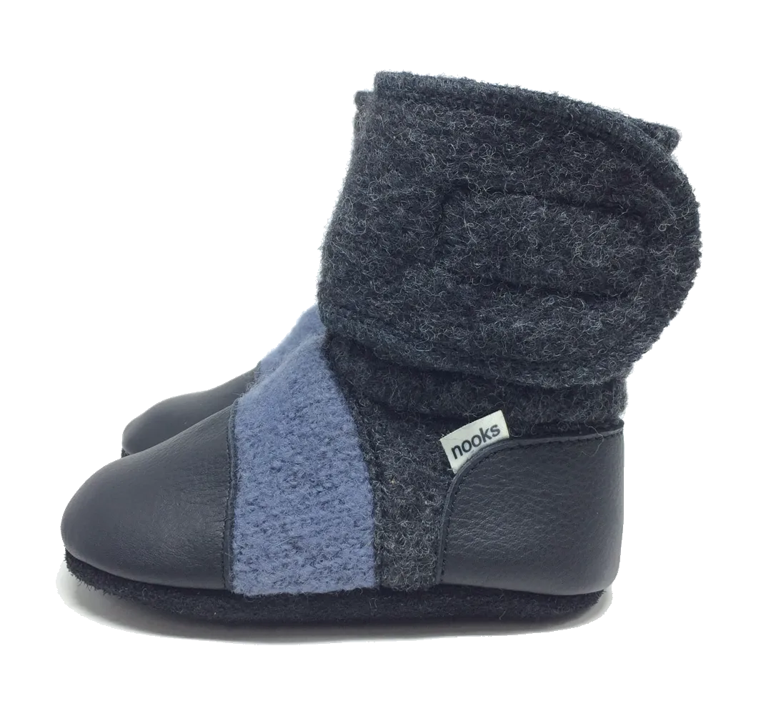 Steel Blue Felted Wool Booties