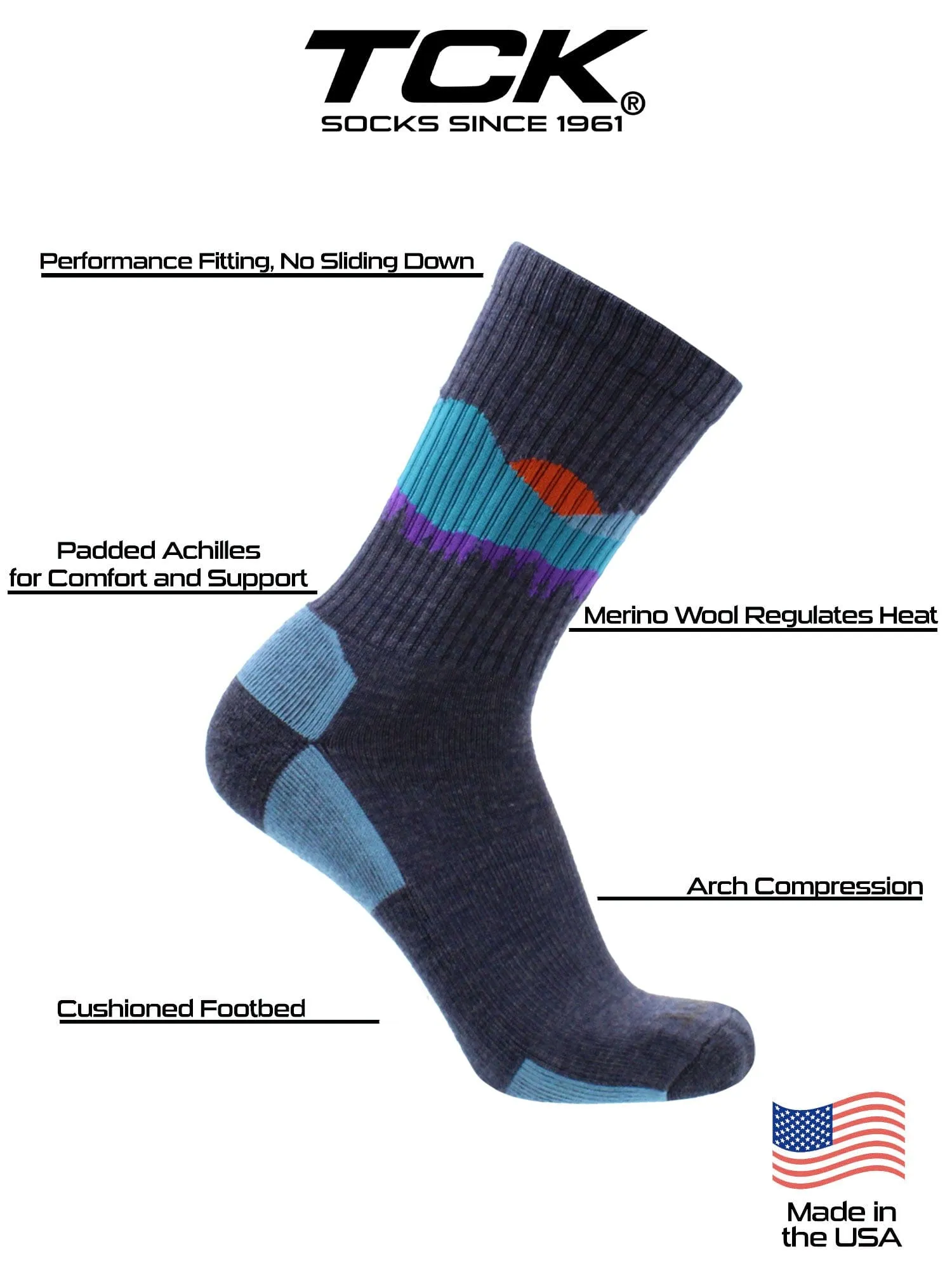 Sunset Merino Wool Hiking Socks For Men & Women