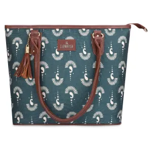 The Clownfish Percy Printed Handicraft Fabric Handbag for Women Office Bag Ladies Shoulder Bag Tote for Women College Girls (Slate Grey)