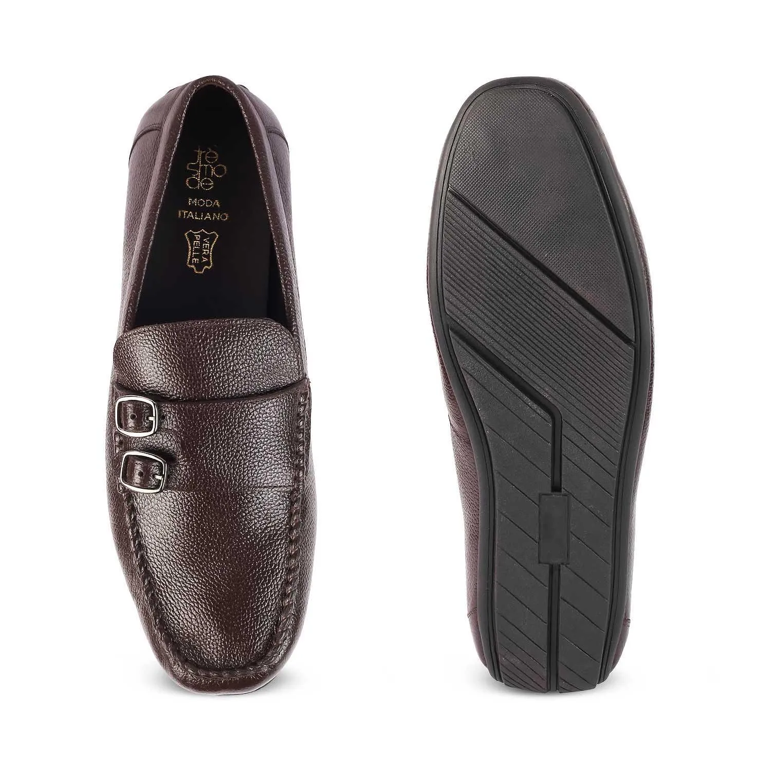 The Roby Brown Men's Double Monk Shoes Tresmode