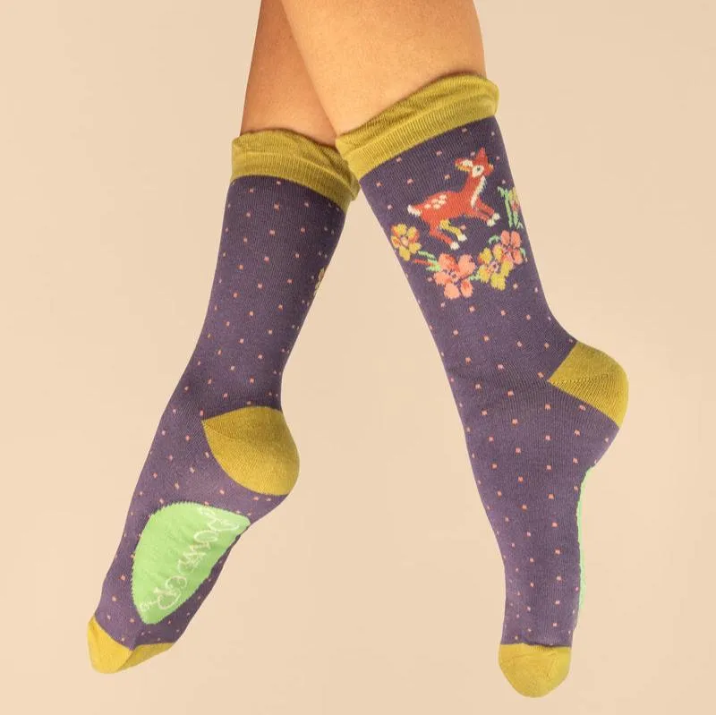 Vintage Fawn Ankle Socks by Powder UK