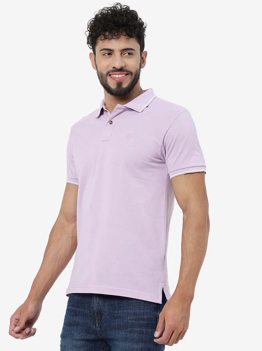 Violet Solid Slim Fit Polo T-Shirt | Greenfibre