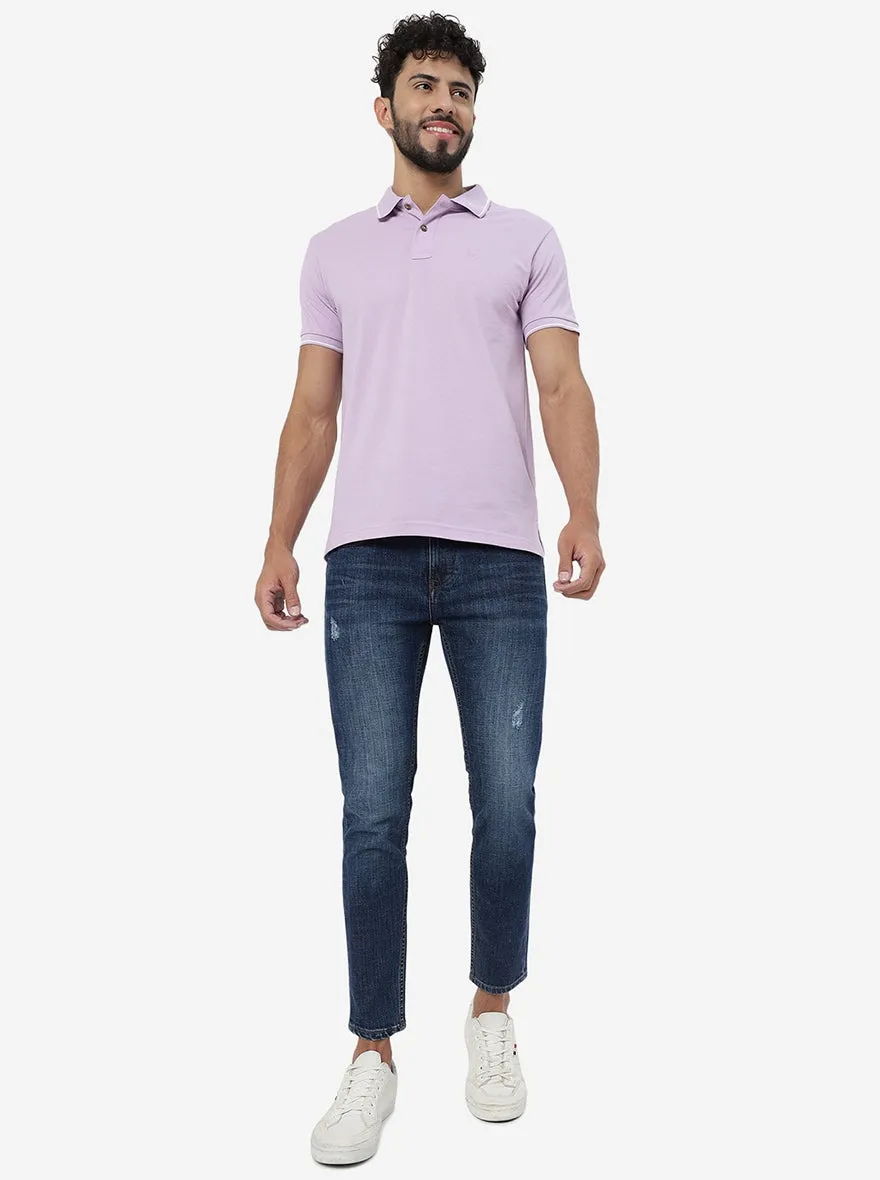 Violet Solid Slim Fit Polo T-Shirt | Greenfibre