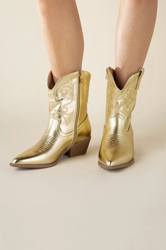 WILLA Metallic Western Booties