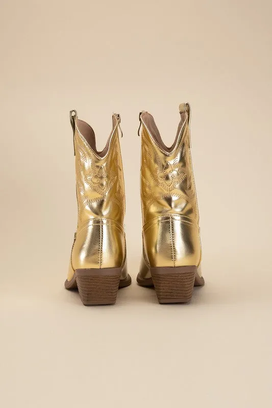 WILLA Metallic Western Booties