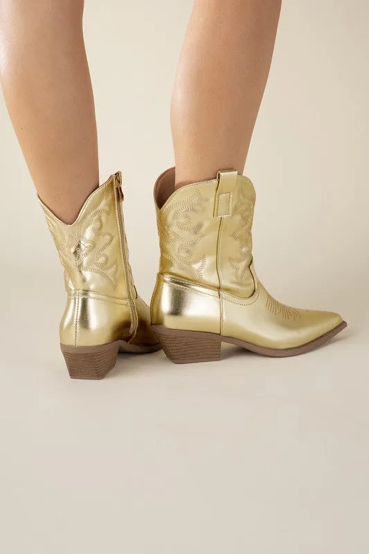 WILLA Metallic Western Booties