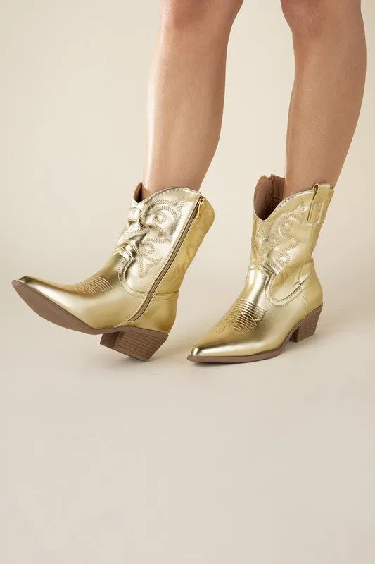 WILLA Metallic Western Booties