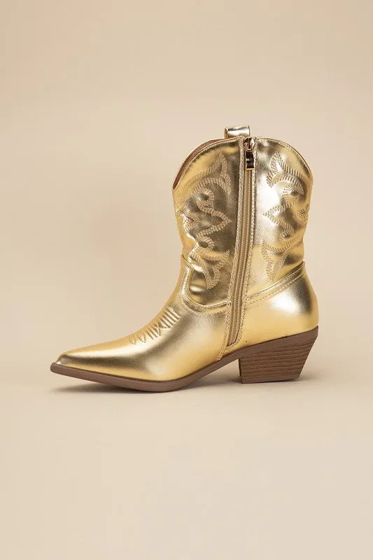 WILLA Metallic Western Booties