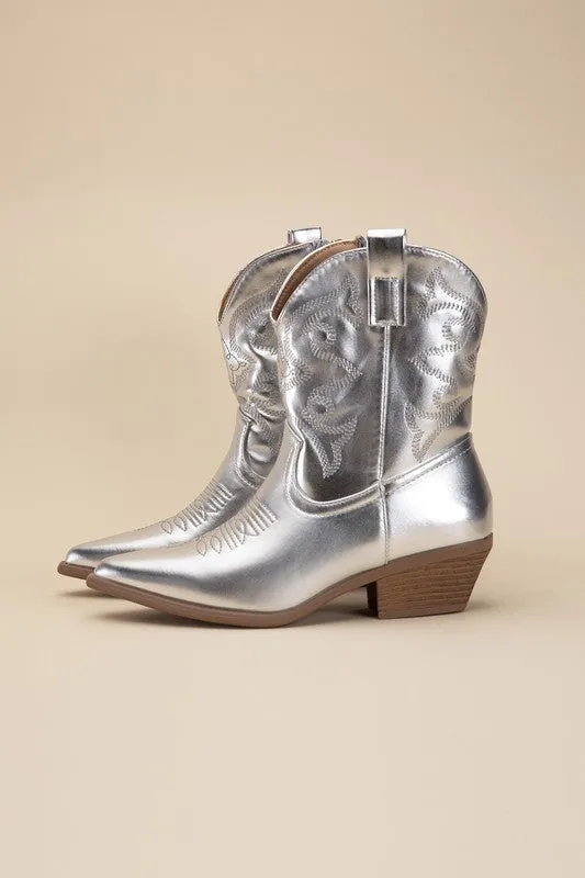 WILLA Metallic Western Booties