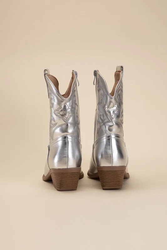 WILLA Metallic Western Booties