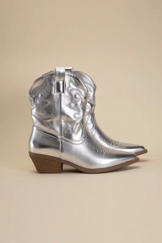 WILLA Metallic Western Booties