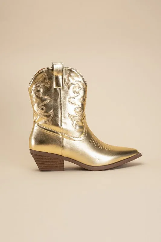 WILLA Metallic Western Booties