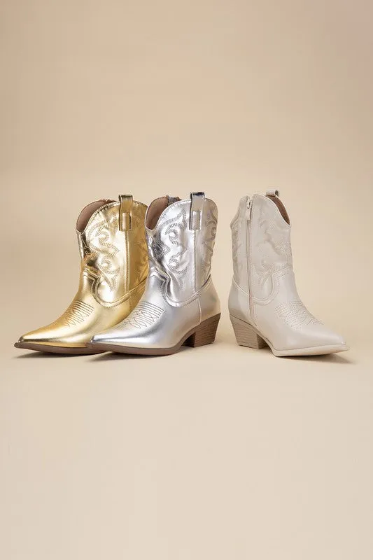 WILLA Metallic Western Booties