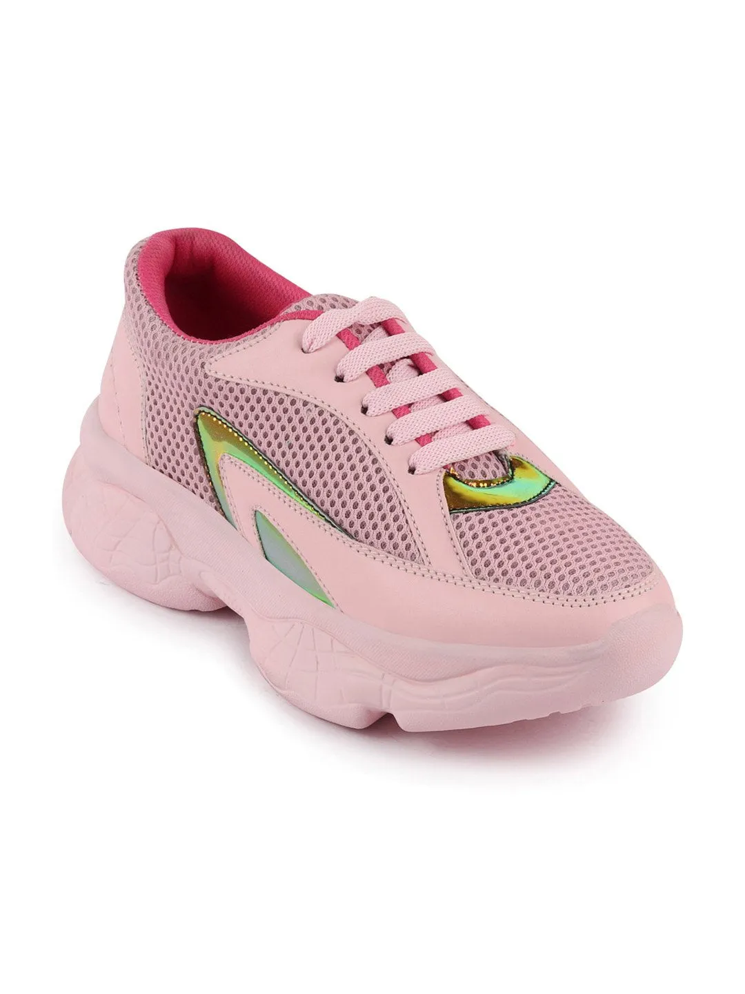 Women Pink Sports & Outdoors Lace Up Running Shoes