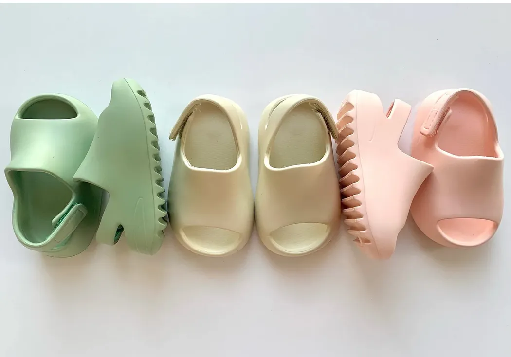 Yeezy Style Baby Slides - Soft Velcro Slip On's - Pistachio Green